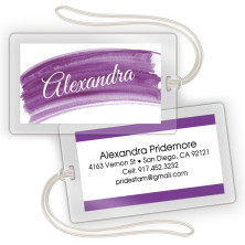 Violet Watercolor Laminated Bag Tags