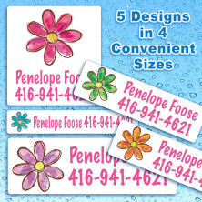 Watercolor Flowers Waterproof Name Labels For Kids