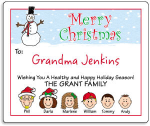 50 Christmas Holiday Gift Tag Stickers personalized with family photo and name 