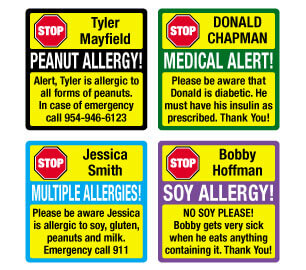 Allergy Square Labels