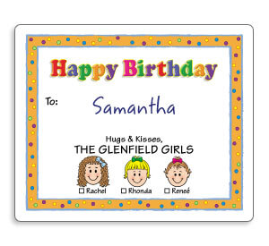 Caricature Birthday Gift Labels
