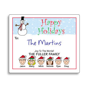 Family Caricature Holiday Gift Labels