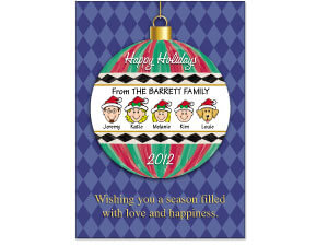 Caricature Happy Holiday Ornament Cards
