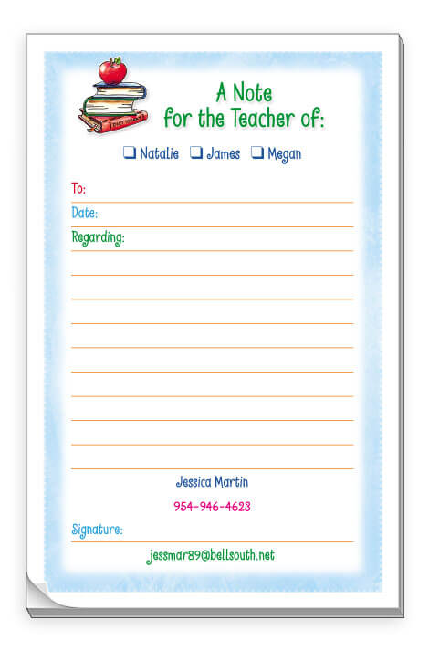 Personalized School Excuse Pads