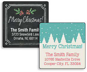 Christmas Square Address Labels