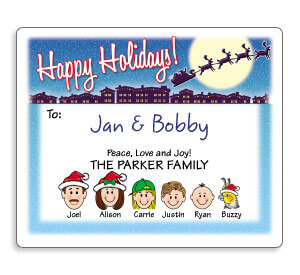 Personalized Personalized Caricature Holiday Gift Labels