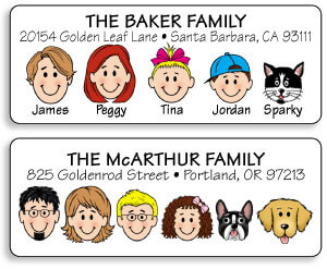 Family Caricature Address Labels